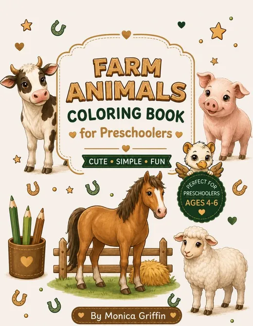 Farm Animals Coloring Book for Preschoolers